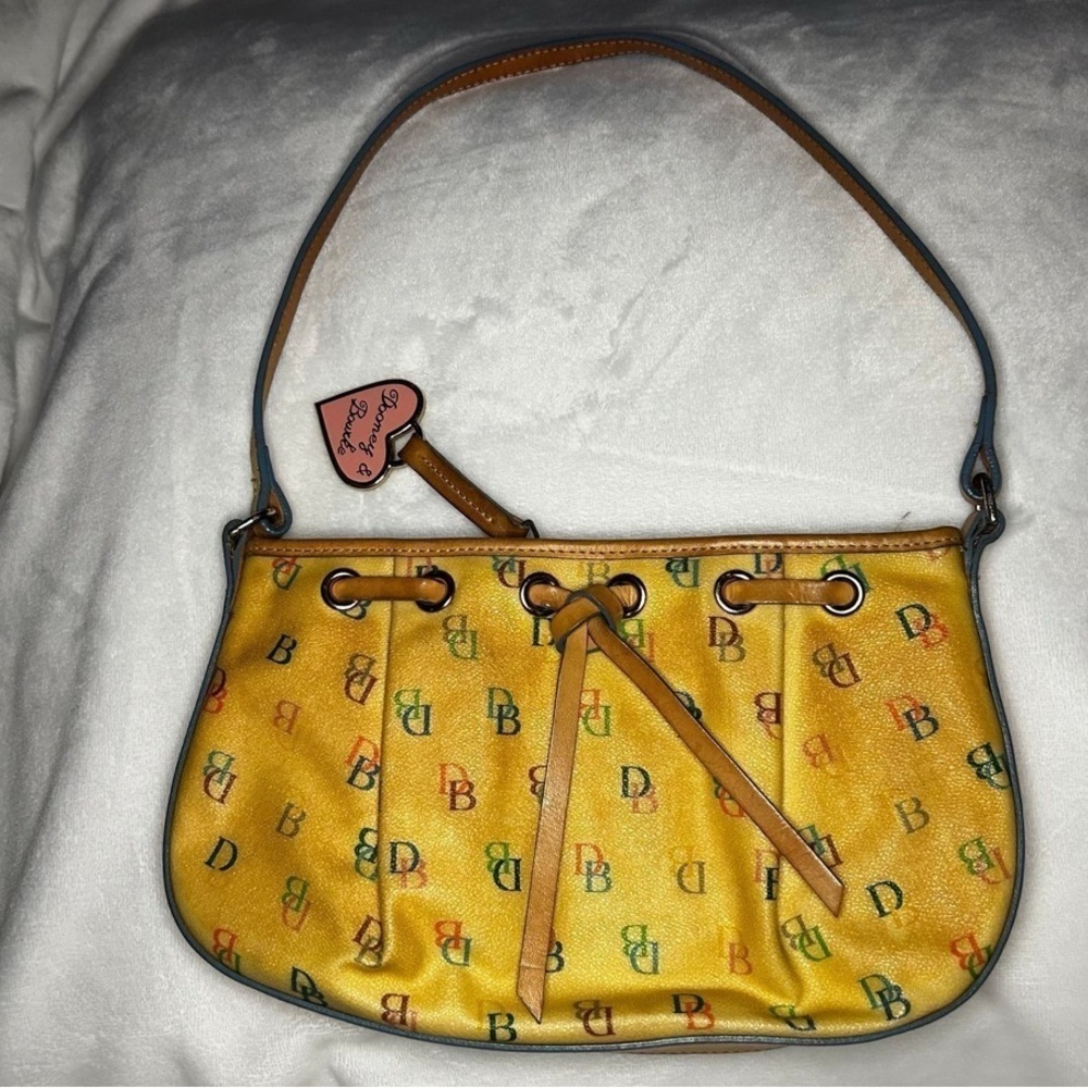 Dooney & Bourke Rainbow Monogram Vinyl Small Shoulder Handbag Heart Keychain